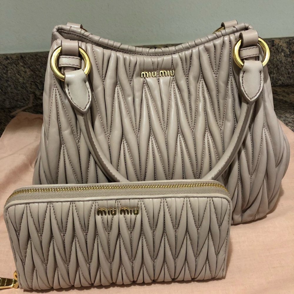 Miu Miu Matelasse Handbag And Matching Wallet New - image 1